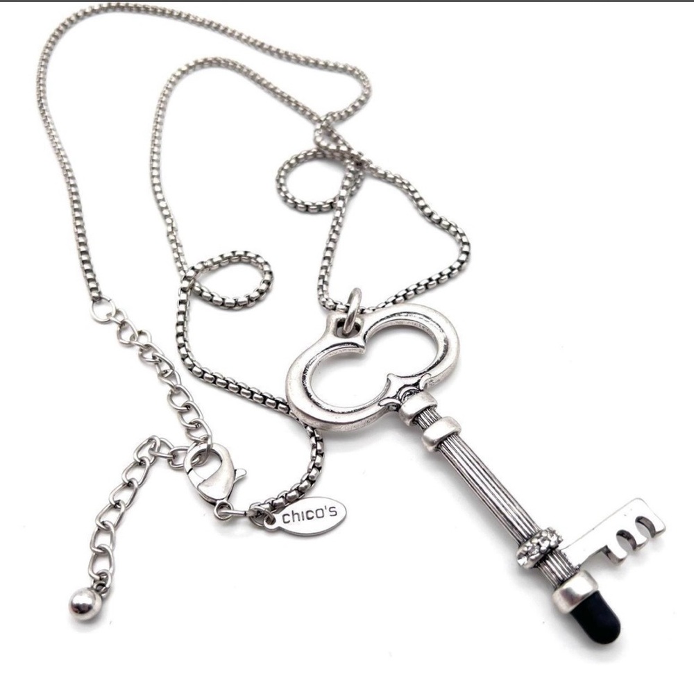 106. Chico's Silver Key Charm Necklace